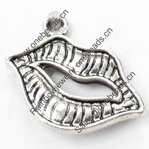 Pendant, Zinc Alloy Jewelry Findings, Mouth, 23x18mm, Sold by Bag