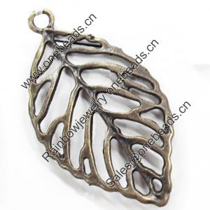Pendant, Zinc Alloy Jewelry Findings, Leaf, 25x47mm, Sold by Bag