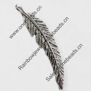 Pendant, Zinc Alloy Jewelry Findings, Leaf, 8x42mm, Sold by Bag