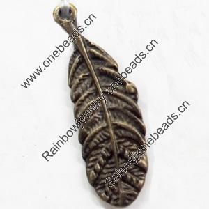 Pendant, Zinc Alloy Jewelry Findings, Leaf, 10x33mm, Sold by Bag