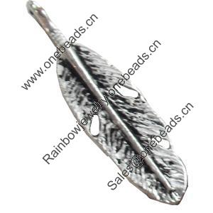 Pendant, Zinc Alloy Jewelry Findings, Leaf, 8x29mm, Sold by Bag