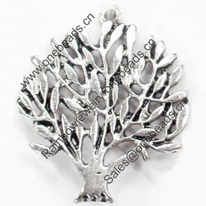 Pendant, Zinc Alloy Jewelry Findings, Tree, 25x30mm, Sold by Bag