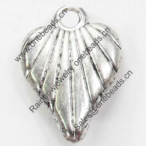 Pendant, Zinc Alloy Jewelry Findings, Leaf, 15x21mm, Sold by Bag