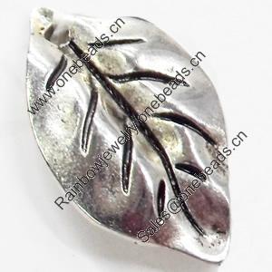 Pendant, Zinc Alloy Jewelry Findings, Leaf, 14x25mm, Sold by Bag