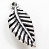 Pendant, Zinc Alloy Jewelry Findings, Leaf, 11x24mm, Sold by Bag