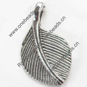 Pendant, Zinc Alloy Jewelry Findings, Leaf, 16x27mm, Sold by Bag