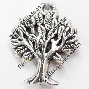 Pendant, Zinc Alloy Jewelry Findings, Tree, 17x22mm, Sold by Bag