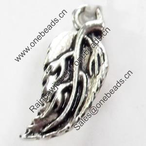 Pendant, Zinc Alloy Jewelry Findings, Leaf, 8x19mm, Sold by Bag