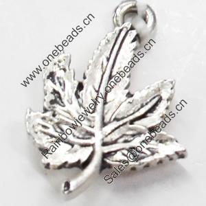 Pendant, Zinc Alloy Jewelry Findings, Leaf, 15x20mm, Sold by Bag