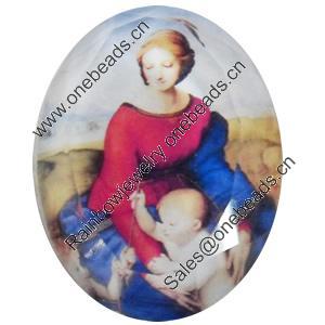 Resin Cabochons, No-Hole Jewelry findings, Faceted Oval, 30x45mm, Sold by PC