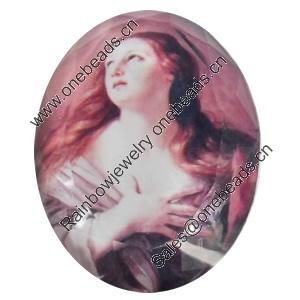 Resin Cabochons, No-Hole Jewelry findings, Faceted Oval, 39x53mm, Sold by PC