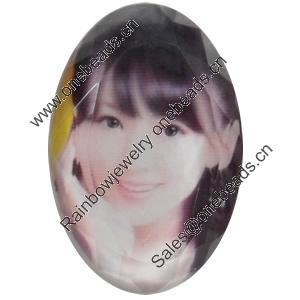 Resin Cabochons, No-Hole Jewelry findings, Faceted Oval, 39x53mm, Sold by PC