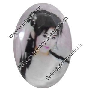 Resin Cabochons, No-Hole Jewelry findings, Faceted Oval, 30x45mm, Sold by PC