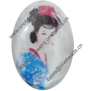 Resin Cabochons, No-Hole Jewelry findings, Faceted Oval, 39x53mm, Sold by PC