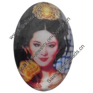 Resin Cabochons, No-Hole Jewelry findings, Faceted Oval, 39x53mm, Sold by PC