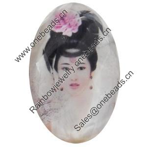 Resin Cabochons, No-Hole Jewelry findings, Faceted Oval, 39x53mm, Sold by PC