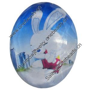 Resin Cabochons, No-Hole Jewelry findings, Faceted Oval, 30x45mm, Sold by PC