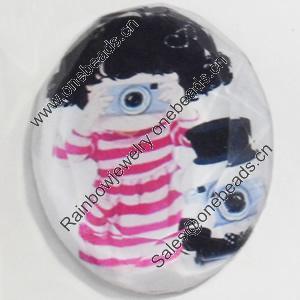 Resin Cabochons, No-Hole Jewelry findings, Faceted Oval, 39x53mm, Sold by PC