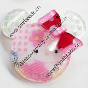 Resin Cabochons, No-Hole Jewelry findings, 51x44mm, Sold by PC