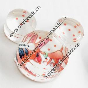 Resin Cabochons, No-Hole Jewelry findings, 30x27mm, Sold by PC