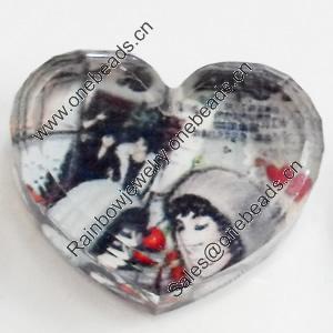 Resin Cabochons, No-Hole Jewelry findings, Heart, 28x23mm, Sold by PC