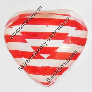 Resin Cabochons, No-Hole Jewelry findings, Heart, 25mm, Sold by PC