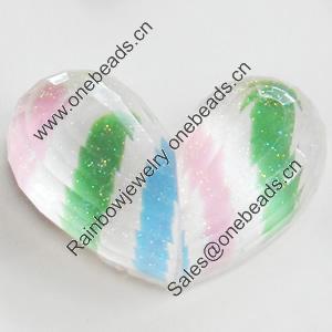 Resin Cabochons, No-Hole Jewelry findings, Heart, 32x22mm, Sold by PC