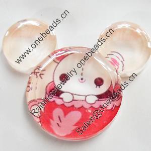 Resin Cabochons, No-Hole Jewelry findings, Animal Head, 48x42mm, Sold by PC
