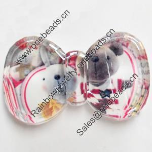 Resin Cabochons, No-Hole Jewelry findings, Bowknot, 48x29mm, Sold by PC