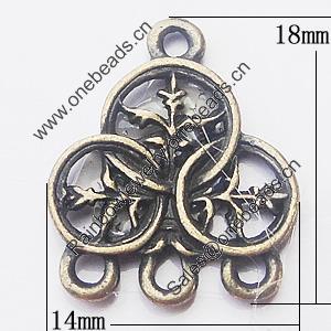 Connector, Zinc Alloy Jewelry Findings, 14x18mm, Sold by Bag
