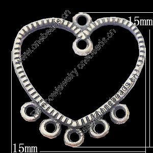 Connector, Zinc Alloy Jewelry Findings, 15x15mm, Sold by Bag