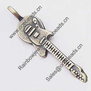 Pendant, Zinc Alloy Jewelry Findings, Guitar 40x10mm, Sold by Bag