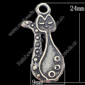 Pendant, Zinc Alloy Jewelry Findings, 9x24mm, Sold by Bag