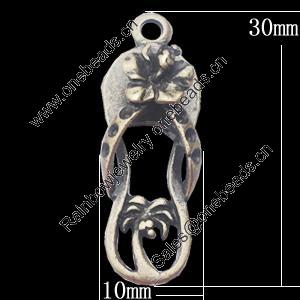 Pendant, Zinc Alloy Jewelry Findings, 10x30mm, Sold by Bag