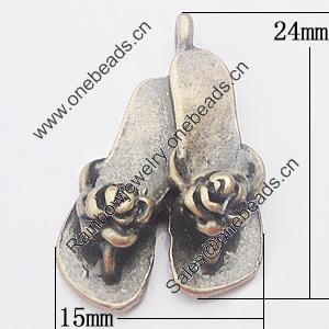 Pendant, Zinc Alloy Jewelry Findings, Shoes 15x24mm, Sold by Bag