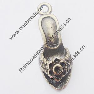 Pendant, Zinc Alloy Jewelry Findings, Shoes 8x23mm, Sold by Bag