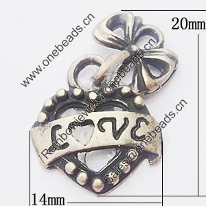 Pendant, Zinc Alloy Jewelry Findings, 14x20mm, Sold by Bag