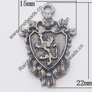 Pendant, Zinc Alloy Jewelry Findings, 15x22mm, Sold by Bag