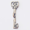 Pendant, Zinc Alloy Jewelry Findings, Key 7x22mm, Sold by Bag