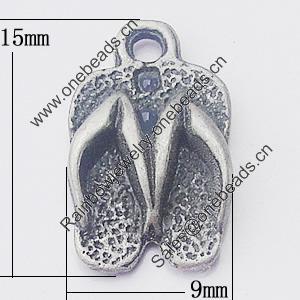 Pendant, Zinc Alloy Jewelry Findings, 15x9mm, Sold by Bag