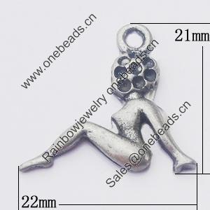 Pendant, Zinc Alloy Jewelry Findings, 22x21mm, Sold by Bag