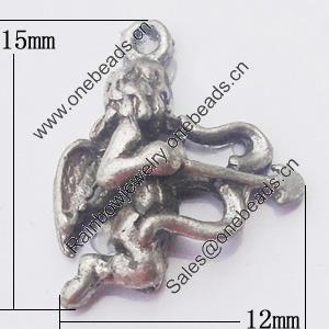 Pendant, Zinc Alloy Jewelry Findings, 12x15mm, Sold by Bag