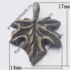 Pendant, Zinc Alloy Jewelry Findings, Leaf 14x17mm, Sold by Bag