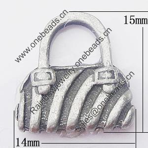 Pendant, Zinc Alloy Jewelry Findings, Bag 14x15mm, Sold by Bag