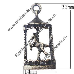 Pendant, Zinc Alloy Jewelry Findings, 14x32mm, Sold by Bag