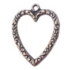 Pendant, Zinc Alloy Jewelry Findings, Hollow Heart 17x23mm, Sold by Bag
