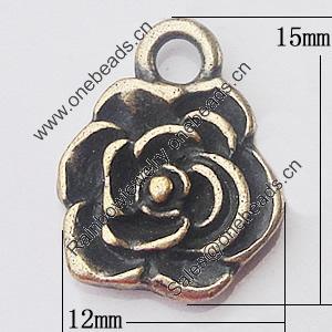 Pendant, Zinc Alloy Jewelry Findings, Flower 12x15mm, Sold by Bag