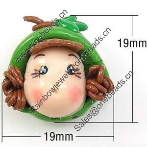 Fimo(Polymer Clay) Beads, Handmade, 19x19x14mm, Hole:Approx 2mm, Sold by PC