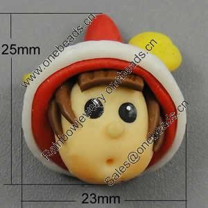 Fimo(Polymer Clay) Beads, Handmade, 25x23x16mm, Hole:Approx 2mm, Sold by PC