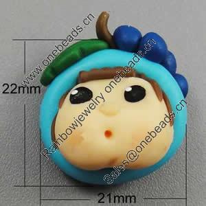 Fimo(Polymer Clay) Beads, Handmade, 22x21x16mm, Hole:Approx 2mm, Sold by PC
